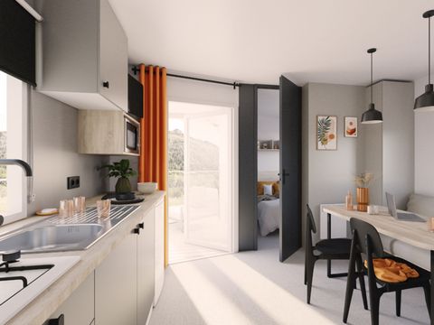 MOBILHOME 4 personnes - Loggia Confort 2 chambres terrasse intégrée + climatisation + TV