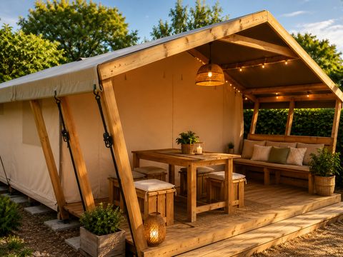 TENTE TOILE ET BOIS 5 personnes - Tente Lodge 2ch 5 pers