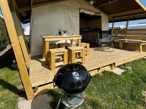 TENTE TOILE ET BOIS 5 personnes - Tente Lodge FreeFlower Standard 30m² (2 chambres) + Terrasse 5 pers