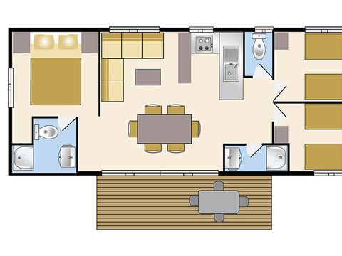 MOBILHOME 6 personnes - COTTAGE 6p 3ch 2SdB ****