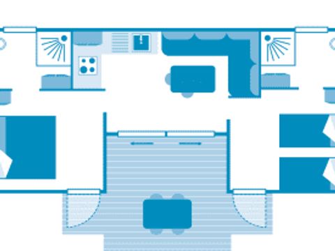 MOBILHOME 4 personnes - Cottage COLORS 4p 2ch 2SdB ****