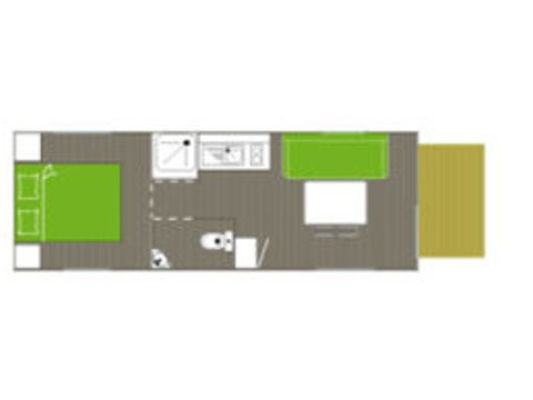 HÉBERGEMENT INSOLITE 4 personnes - Roulotte Confort 17 m² 1 chambre - Avec sanitaire + Tonnelle extérieure - sans clim 1/4 pers