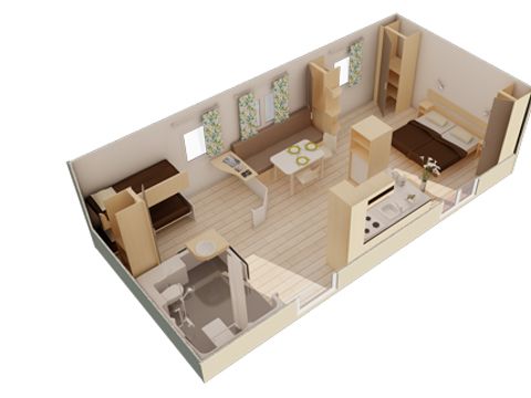 Mobilhome 1/6 personnes - PMR Confort 36m² - 2 chambres - Avec clim