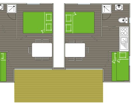 CHALET 8 personnes - Chalet Double Standard 35m² 4 chambres - sans clim 1/8 pers