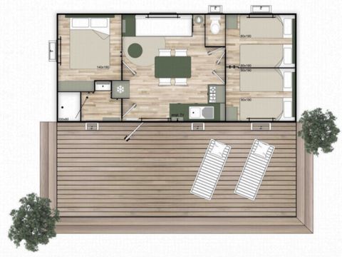 Mobilhome 6 personnes - Natura - 3 chambres