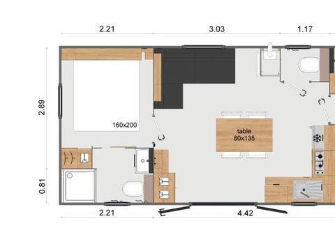 MOBILHOME 4 personnes -  Premium, 2 chambres, 2 salles d'eau, Climatisation, wifi, dans village western