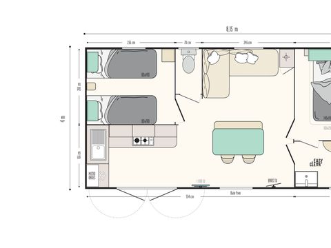 MOBILHOME 4 personnes - Seychelle 28.90m2 - 2 chambres 4 pers