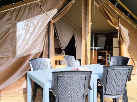 Tente en toile et en bois 5 personnes - Lodge 3 Pièces 5 Personnes Sans Sanitaire