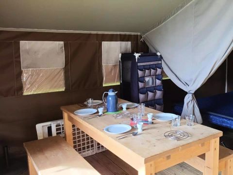 Tente en toile et en bois 5 personnes - Lodge 3 Pièces 5 Personnes Sans Sanitaire