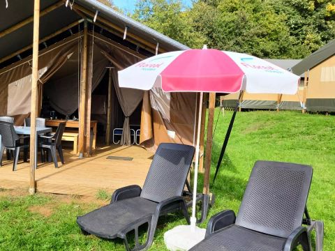 Tente en toile et en bois 5 personnes - Lodge 3 Pièces 5 Personnes Sans Sanitaire