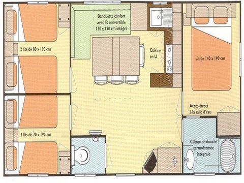 Mobilhome 6 personnes - Barbarie Eco 34m² (3 chambres) 6 pers