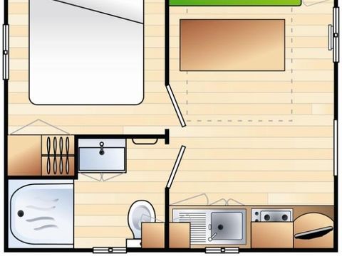 Mobilhome 2 personnes - Amazonette Confort 16m² (1 chambre) 2 pers