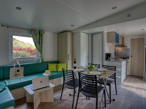 Mobilhome 4 personnes - Premium 34m² - 2 chambres - Climatisation - Lave-vaiselle - TV