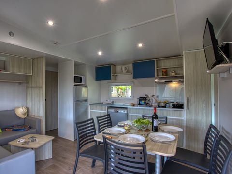 Mobilhome 6 personnes - Premium 36m² - 3 chambres - Climatisation - Lave-vaiselle - TV
