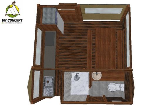 Emplacement - Forfait Premium Freecamp Guinguette - emplacement équipé d'une douche et d'un sanitaire privés.