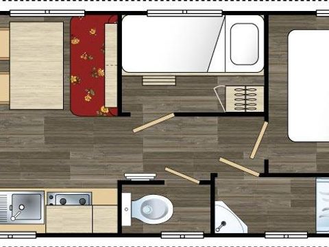 Hébergement 4 personnes - Roulotte Standard 20m² (2 chambres) - salon de jardin 4 pers.