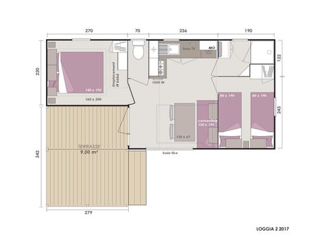 Mobilhome 5 personnes - Cottage Confort - 2 chambres