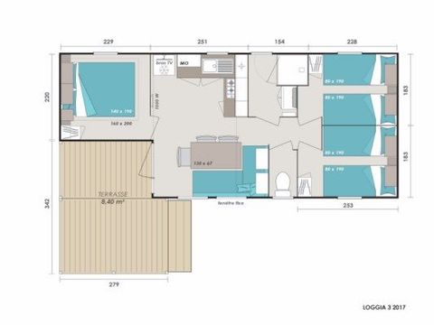 MOBILHOME 7 personnes - Sunêlia PRESTIGE LOGGIA