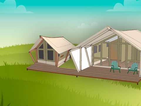 TENTE TOILE ET BOIS 8 personnes - Valkanela - Tente Safari Bella Vista + sanitaires + air conditionné (8P)