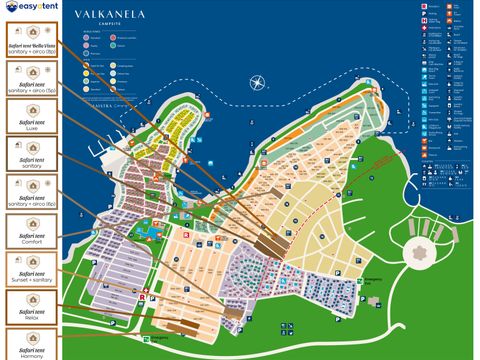 TENTE TOILE ET BOIS 5 personnes - Valkanela - Tente safari + sanitaires + climatisation (6P)