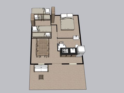 TENTE TOILE ET BOIS 6 personnes - Valkanela - Tente safari coucher de soleil + sanitaires (6P)