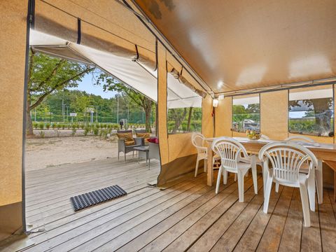 Tente en toile et en bois 5 personnes - Valkanela - Tente safari Harmony