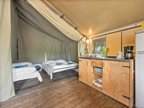 Tente en toile et en bois 5 personnes - Valkanela - Tente safari Harmony