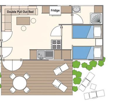 Mobilhome 6 personnes - Mobil-home | Classic | 2 Ch. | 4/6 Pers. | Terrasse surélevée non couverte