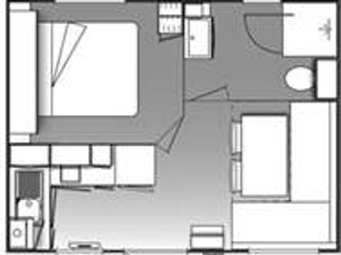 MOBILHOME 2 personnes - Confort 18m² 1 chambre + terrasse semi-couverte + TV