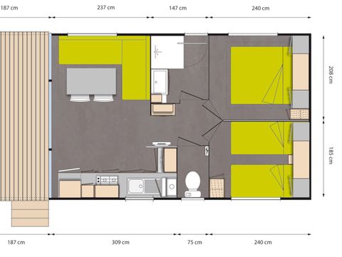 MOBILHOME 4 personnes - Mobil homes 835 T O'hara 4 couchages