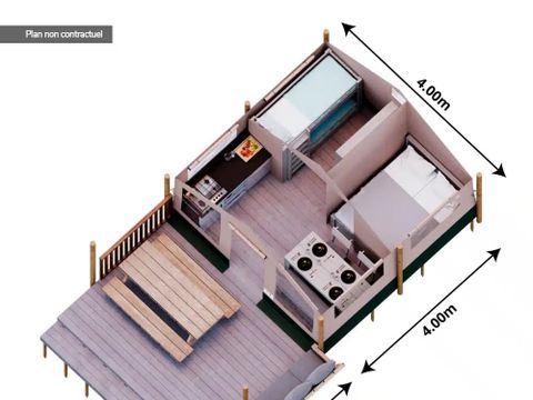 Tente en toile et en bois 4 personnes - CABANE SUR PILOTIS (4 personnes)