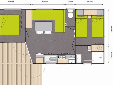 MOBILHOME 4 personnes - Mobil home Roaliguen – 4 pers – 29 m² avec Terrasse Couverte