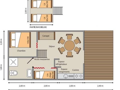 Tente en toile et en bois 5 personnes - Cabane du Trappeur 24m² - CONFORT - 2 chambres - Climatisation
