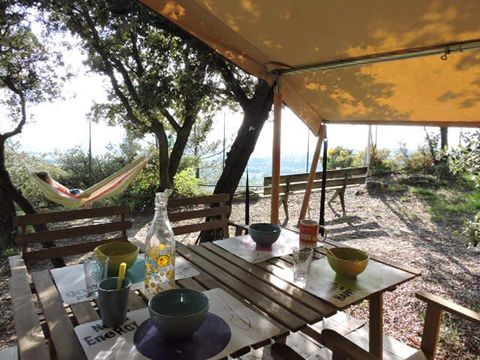 Tente en toile et en bois 4 personnes - Tente Lodge Aventure - 2 chambres