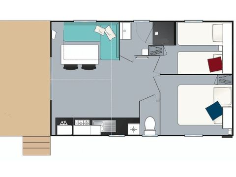 Mobilhome 6 personnes - Evasion 6 personnes 2 chambres 23m²