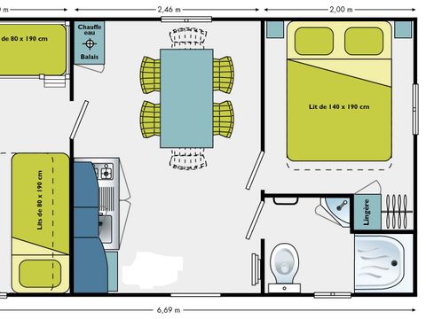 MOBILHOME 5 personnes - ECO - MED (en arrivée le lundi) MOBILHOME 5 personnes - ECO - MED (en arrivée le lundi)