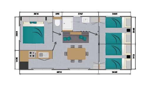 Mobilhome 4 personnes - Premium Natura - 3 chambres - 2 salles de bain -TV+lave-vaisselle avec terrasse - XXL - Vue mer