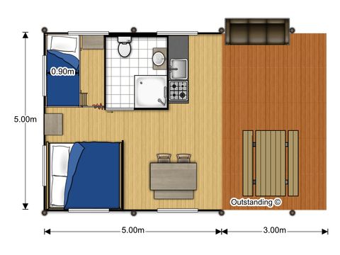 Tente en toile et en bois 5 personnes - SAFARI TENT SERENGETI
