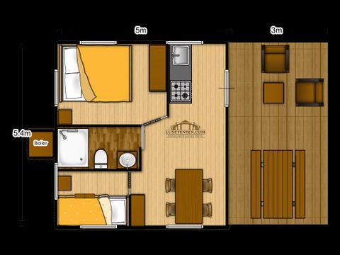 TENTE TOILE ET BOIS 4 personnes - LODGE