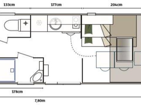 Tente en toile et en bois 4 personnes - Coco Chrono 20m² - 2 chambres avec sanitaire 1/4 pers