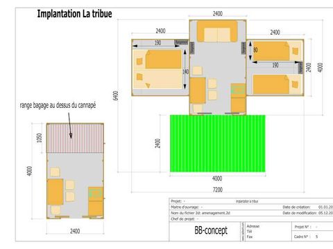 Tente en toile et en bois 4 personnes - Lodge Tribu - Sans sanitaires