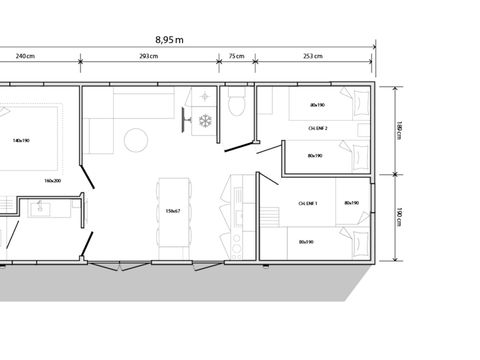 MOBILHOME 6 personnes - Mobil-home Premium 33m² 3 chambres + Terrasse 15m² + TV + Clim + Lave-vaisselle