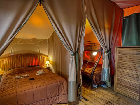 Tente en toile et en bois 4 personnes - Caraibe 3 Pièces 4 Personnes