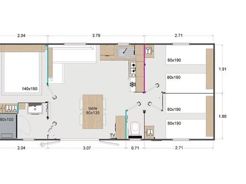Mobilhome 4 personnes - Mobil-home Confort + TV 4 pers