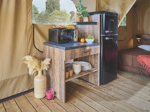 TENTE TOILE ET BOIS 5 personnes - Tente Lodge KENYA sur pilotis