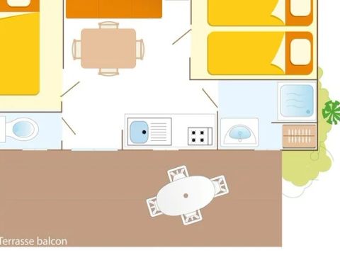 MOBILHOME 4 personnes - Classic | 2 Ch. | 4 Pers. | Terrasse surélevée | Clim.