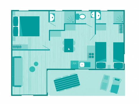 BUNGALOW 6 personnes - Chalet | Premium | 2 Ch. | 4/6 Pers. | Clim.