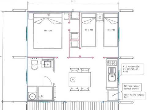 Tente en toile et en bois 4 personnes - Tente Lodge 2 ch 4 pers