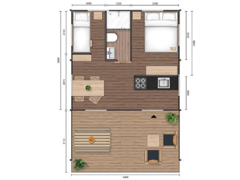 TENTE TOILE ET BOIS 4 personnes - Tente Lodge 4 pers