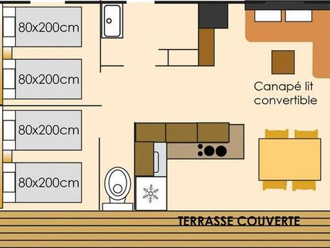 MOBILHOME 8 personnes - Mobil-home | Ultimate | 3 Ch. | 6/8 Pers. | Terrasse surélevée | 2 SDB | Clim.